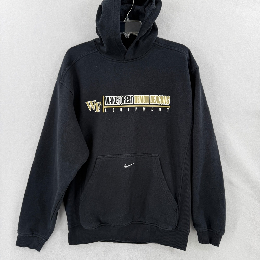 Nike Wake Forest Demon Deacons Hoodie Mens S Black Equipment Center Swoosh Y2K
